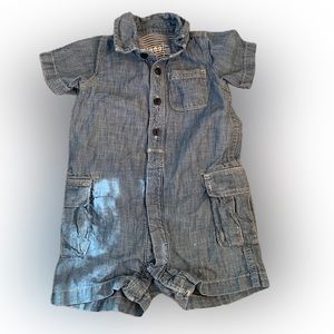 Baby Gap denim cargo short romper. Size 18-24 months